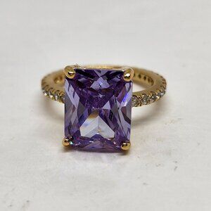 Bling Fashion Ring Gold Tone Purple Size 4